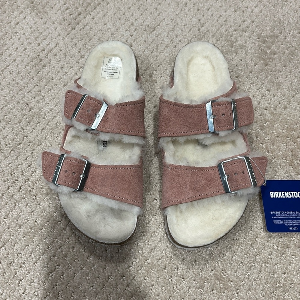 Brand new never worn Birkenstock sandals pink suede.